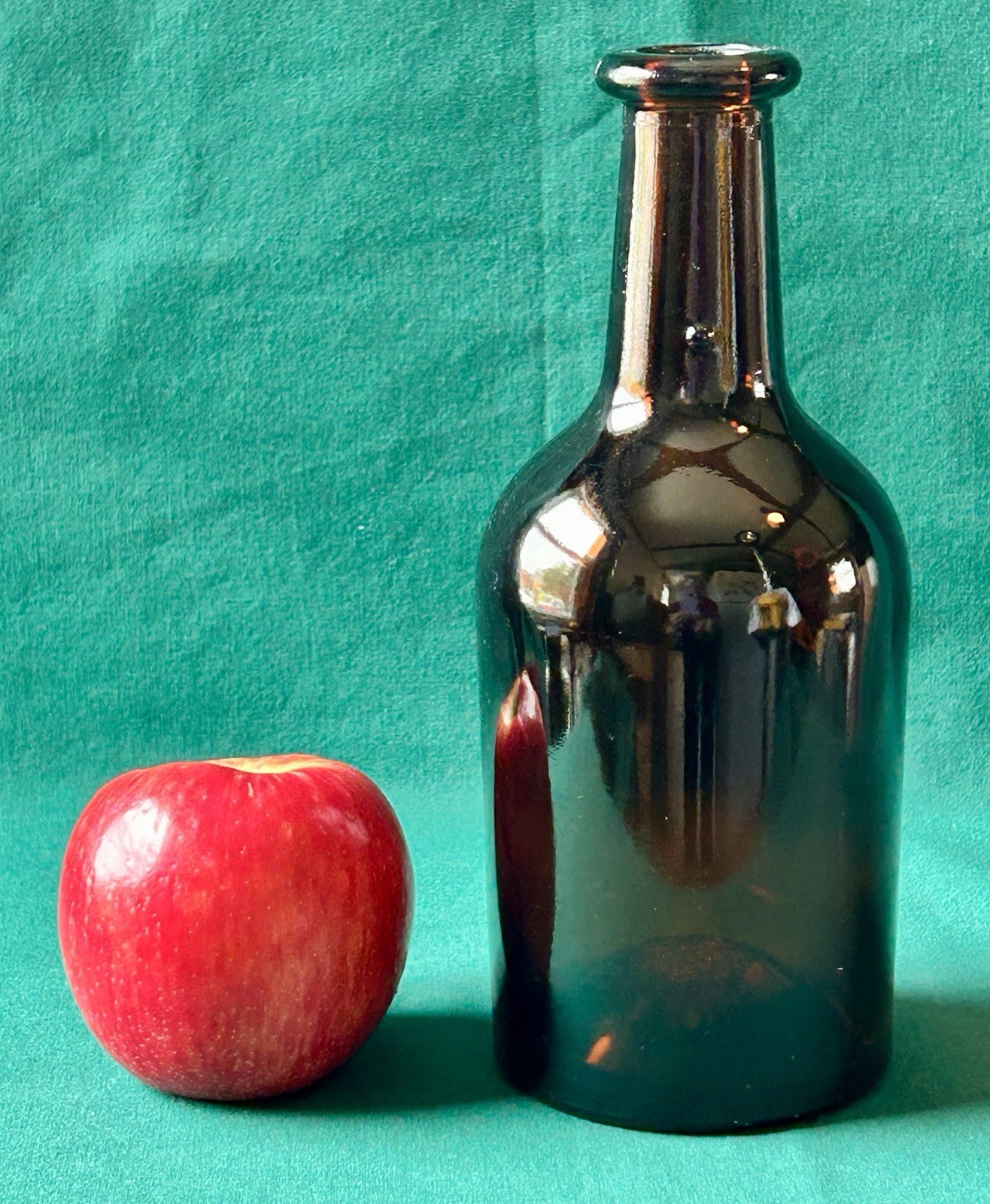 Scotland Amber Jersey Brown Bottle 7.5” Tall Liquor Recessed Bottom Embossed Vtg