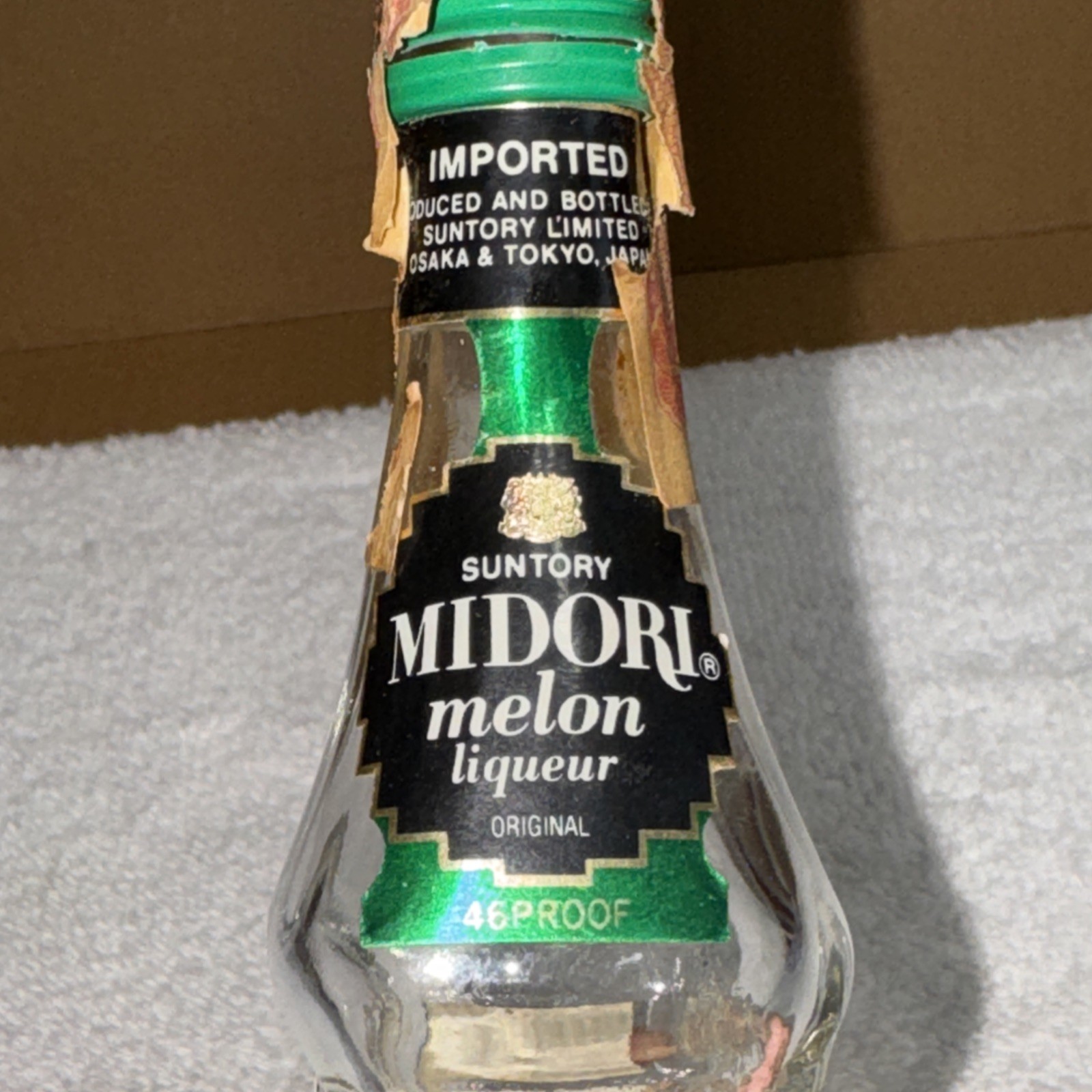 Vintage Suntory Midori Melon Liqueur Mini Glass Liquor Bottle EMPTY