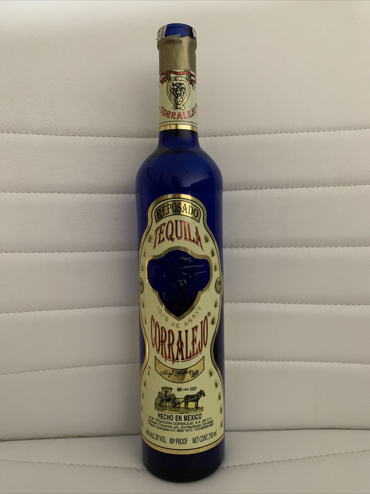 Pre-Owned Empty Cobalt Blue Corralejo Reposado Tequila 750ml Bottle Craft Collec
