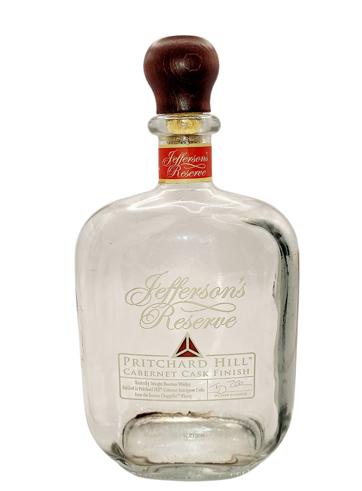 Jefferson’s Reserve Pritchard Hill Bourbon/Whiskey Empty Bottle with Wooden Cork