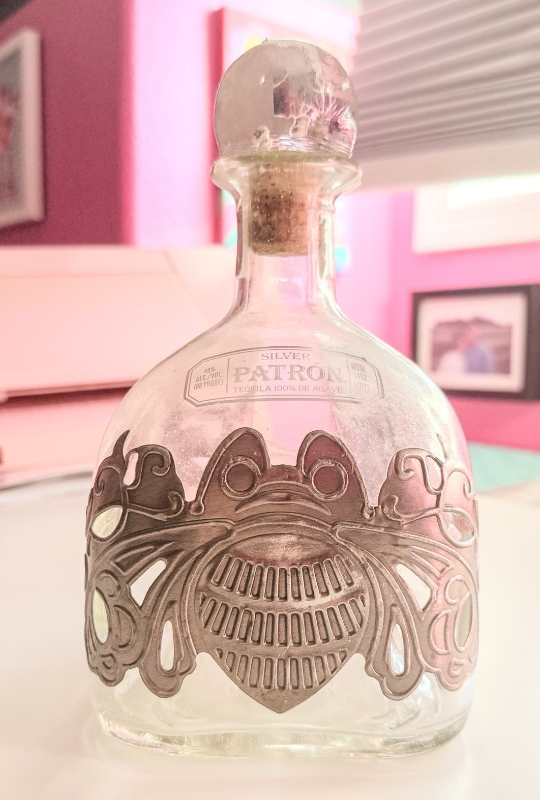 EMPTY Patron Silver 1492 Tequila Limited Edition 2015 bottle/Pewter Overlay