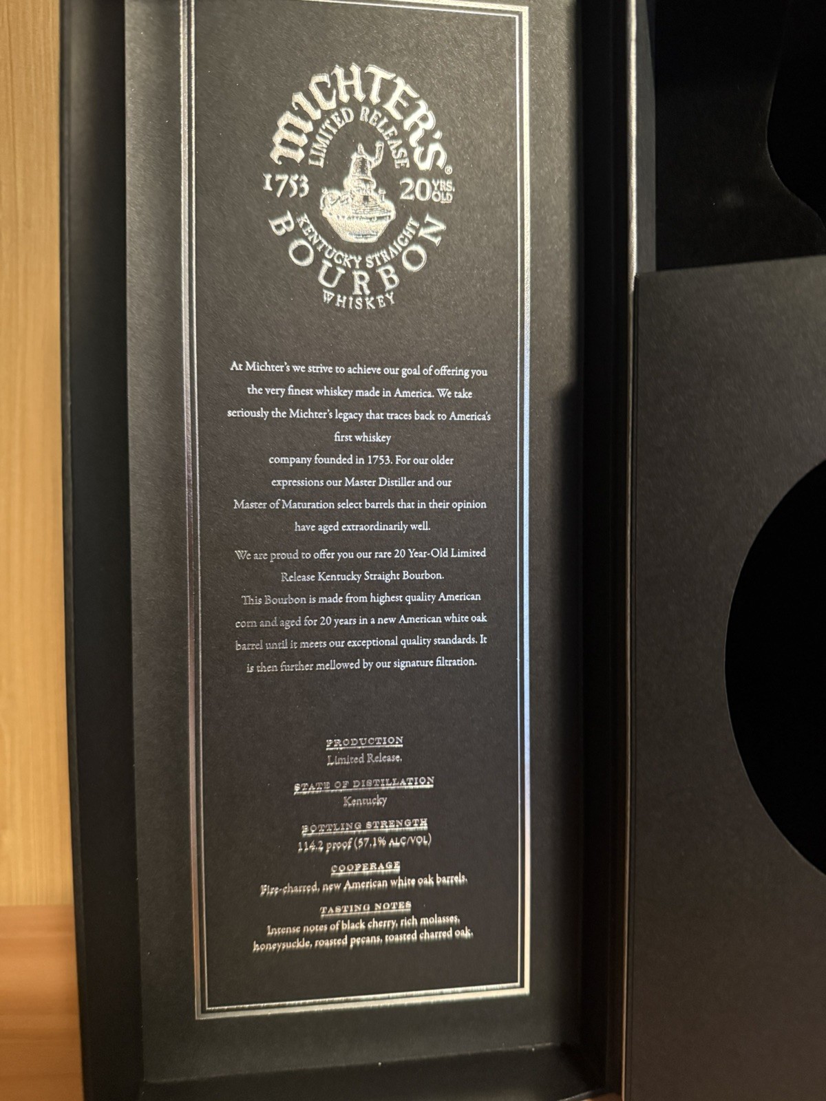 Michters 20 Year Limited Release Bourbon box EMPTY 25H3053