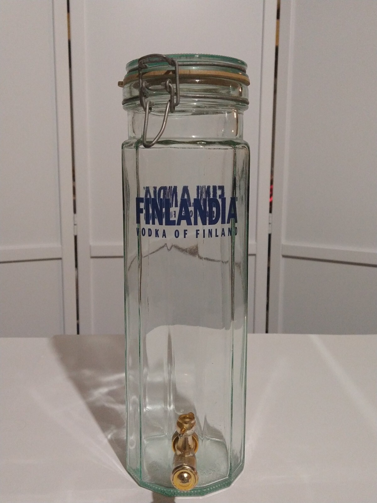 1 EMPTY Vintage FINLANDIA VODKA BOTTLE 13inch tall Made in Italy Glass RARE!!!!
