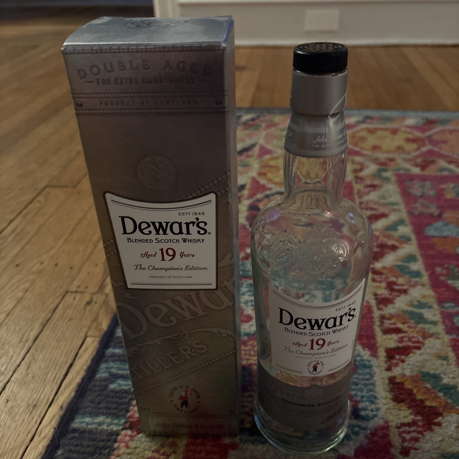 Empty Bottle And Box Dewar’s 19 Year Old US Open The Champions Edition Whisky