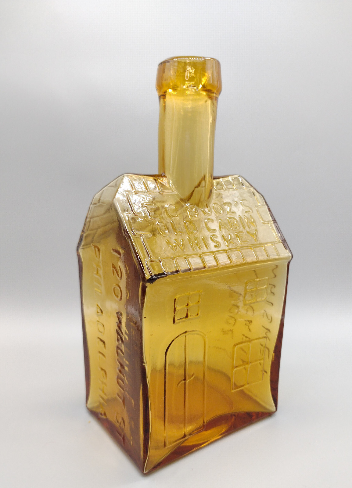 Vintage Repro E.C. Booz’s Old Cabin Whiskey Bottle 1840 Philadelphia Amber 8″