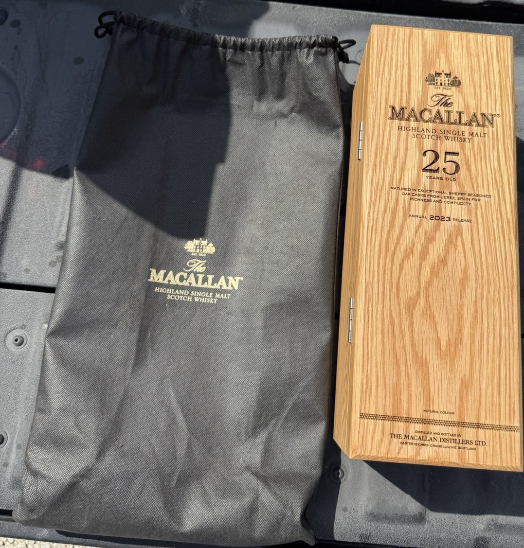 The Macallan 25 Year Highland Single Malt Scotch Whisky Empty Bottle & Box