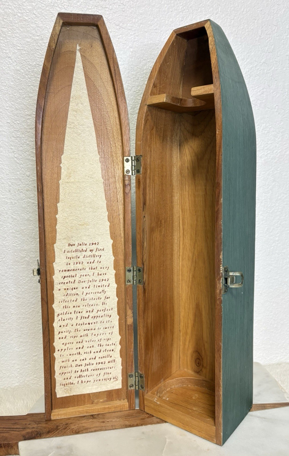 RARE Vintage Don Julio 1942 Tequila Green Wooden Coffin Box Display Case ONLY