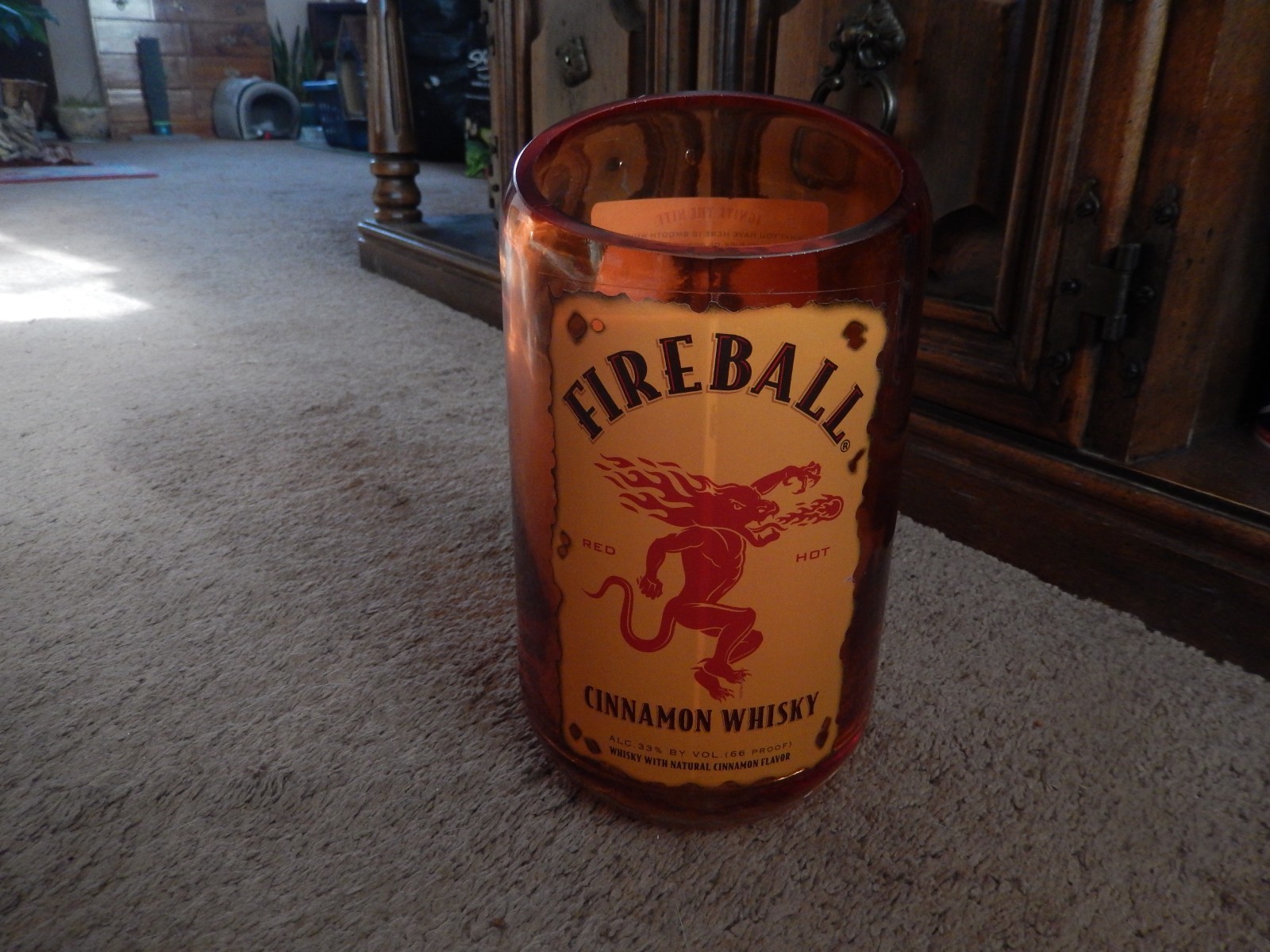 Fireball Whisky Tip Jar Liquor Bottle ~ OFFICIAL ~BAR USED