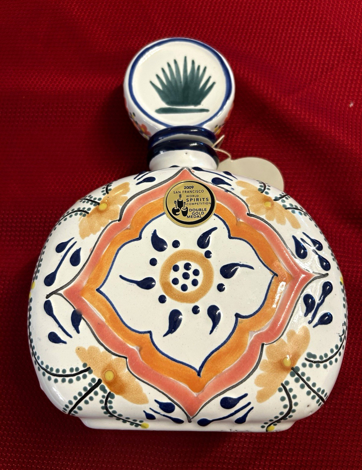 Vintage Mexican Los Azulejos Añejo Tequila Bottle Decanter ~Empty ~ Hand Painted