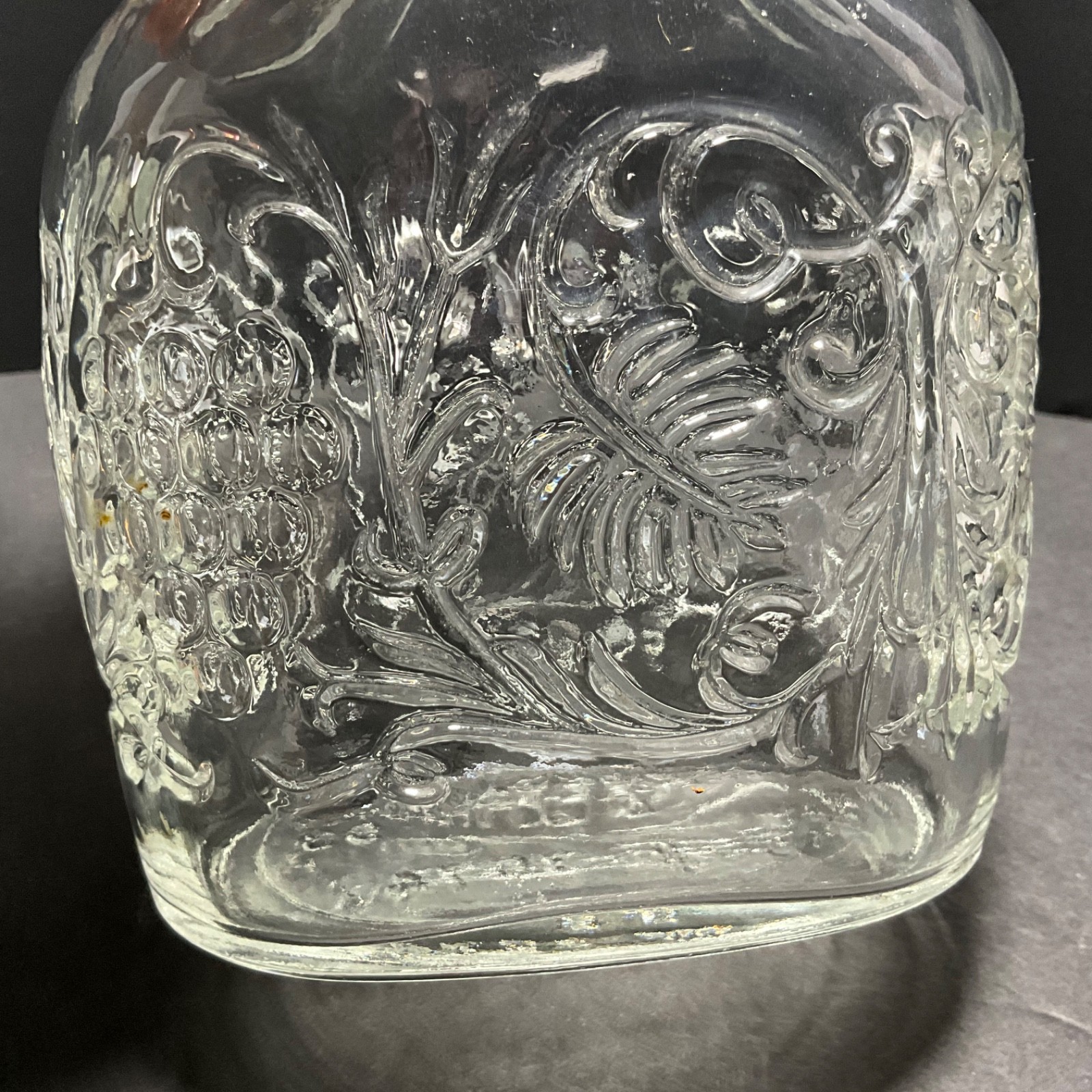 VINTAGE CORONET EMBOSSED BOTTLE GRAPE VINE MOTIF W/CORK 9”H RARE