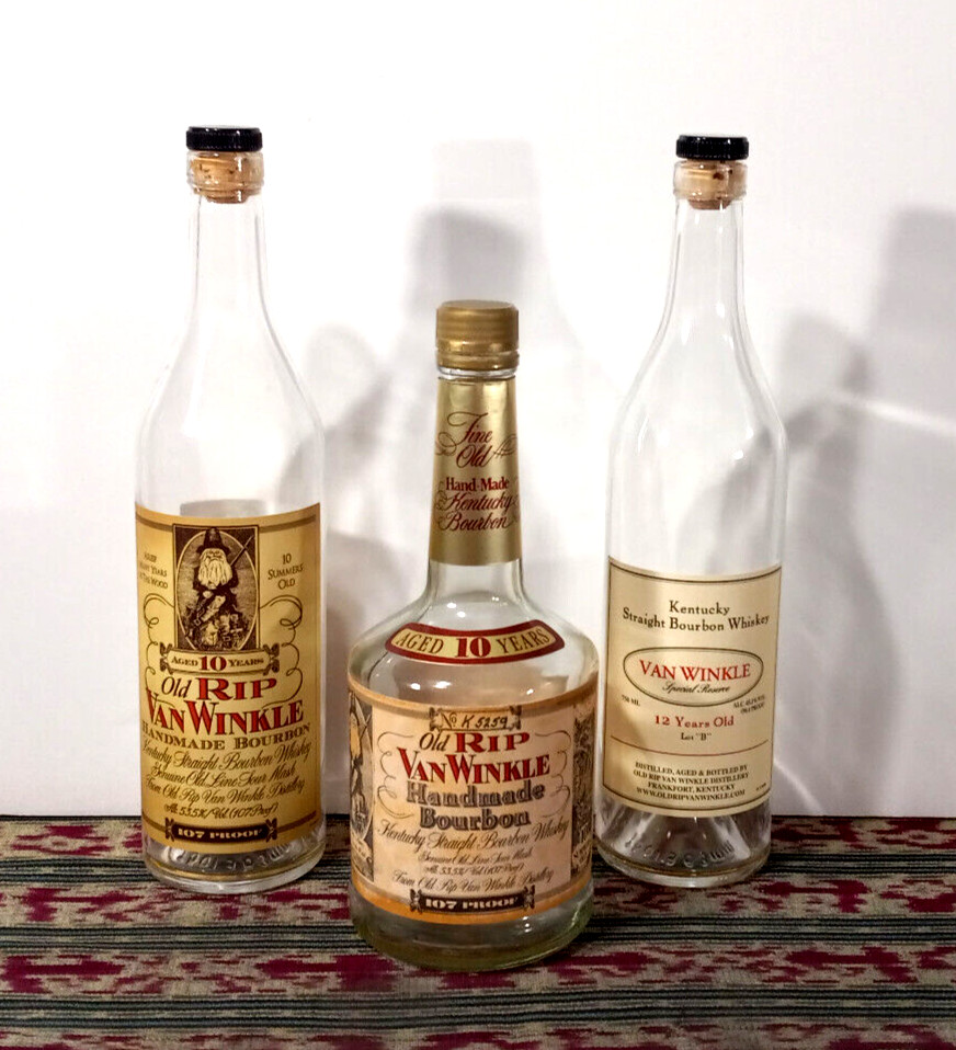 Pappy Van Winkle 3 Empty Bottle LOT – 12, 10 and 10 Year Squat – Rare