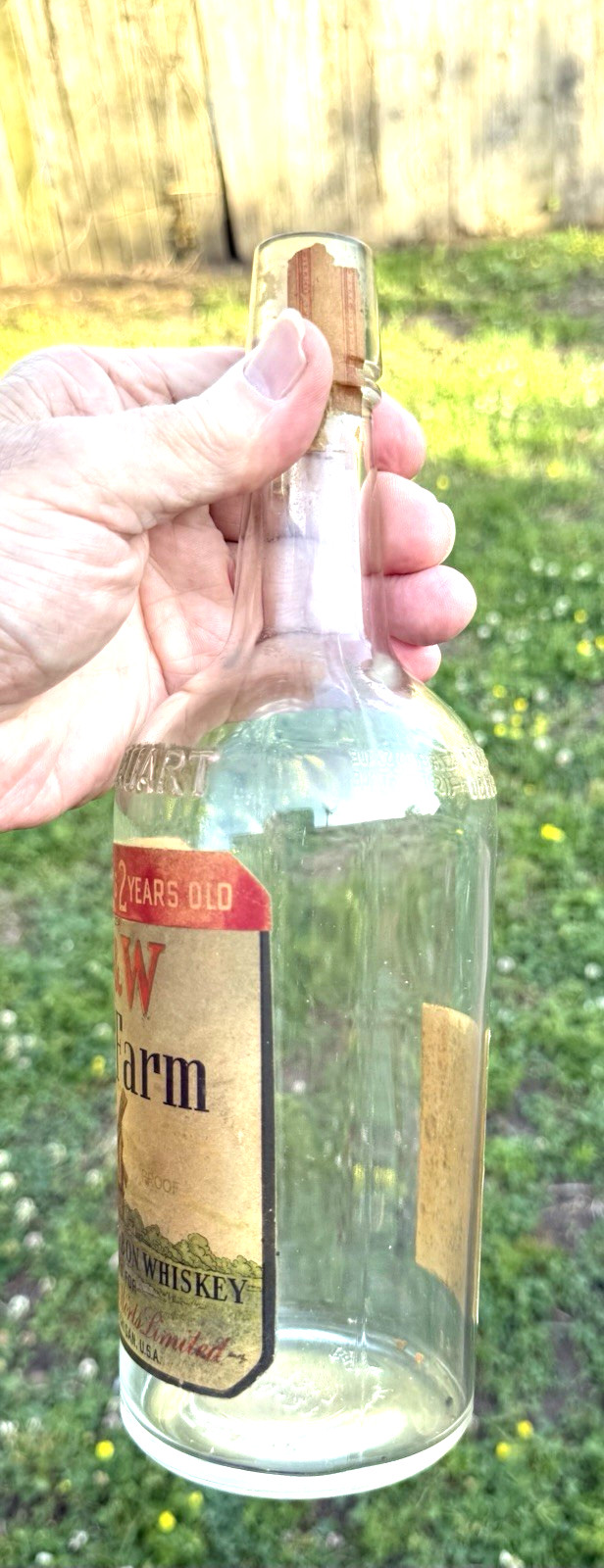 RARE ANTIQUE ORIGINAL » G $ W MILL FARM » WHISKEY PAPER LABEL BOTTLE!!