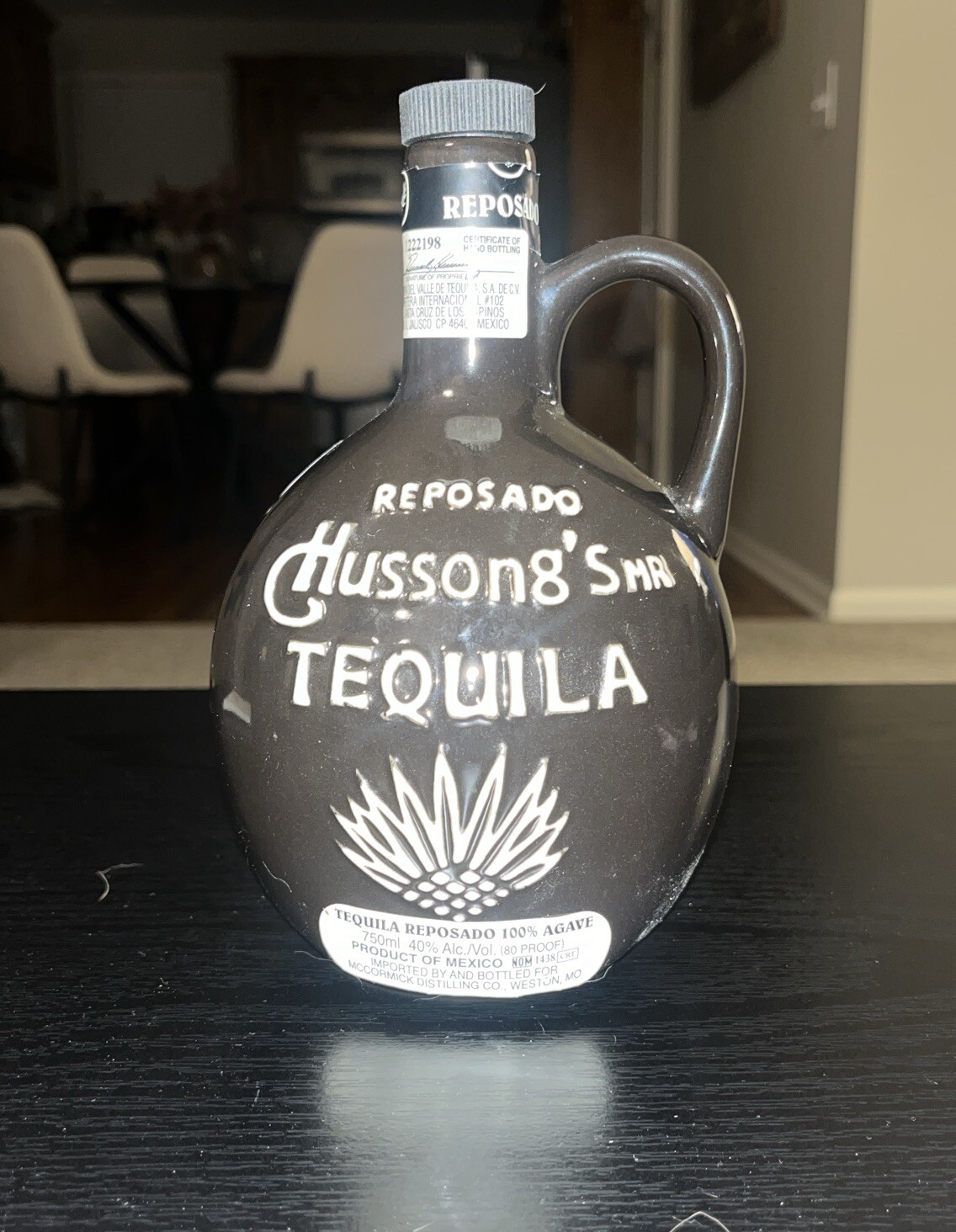 Vintage Empty Tequila Bottle (Agave Reposado) Hussong’s MR Bar Collectible Decor
