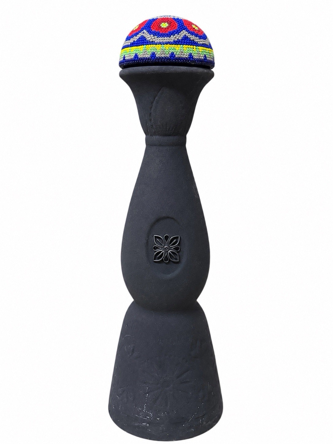 Clase Azul Black 750 ml Liquor Bottle w/ Multicolor Beaded Cap Collectible