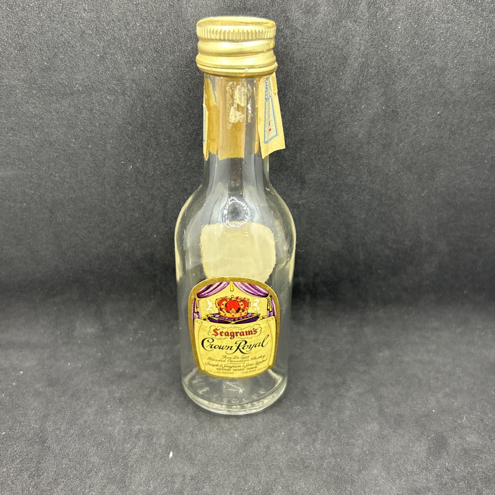 1961 Seagrams Crown Royal Canadian Whiskey 1/10 Pint Tax Stamp