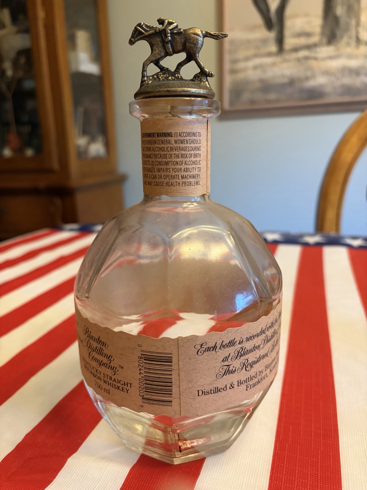 LOOK Blanton’s Bourbon Bottle Empty with Horse & Jockey Stopper Letter “N”