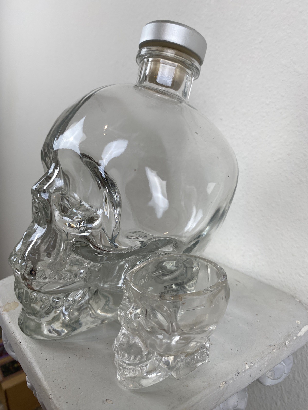 Crystal Head Vodka Empty Bottle Glass Skull 750ML with TWO Shot Glasses Limited