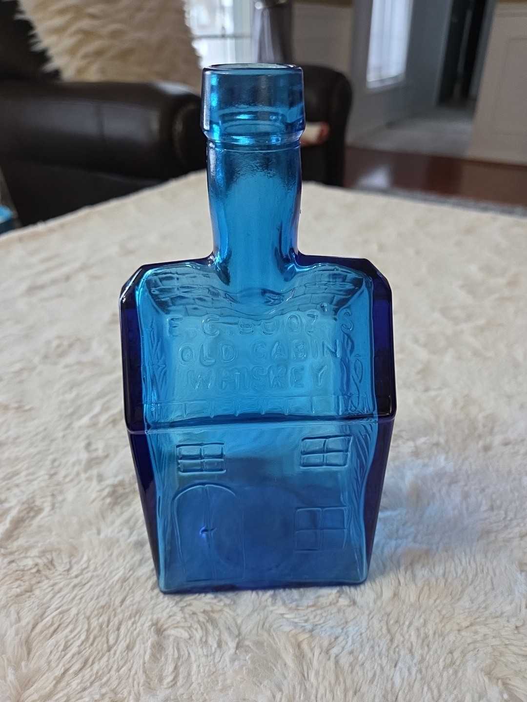 E C Booz’s Old Cabin Whiskey Cobalt Blue Glass Bottle 120 Walnut St Philadelphia