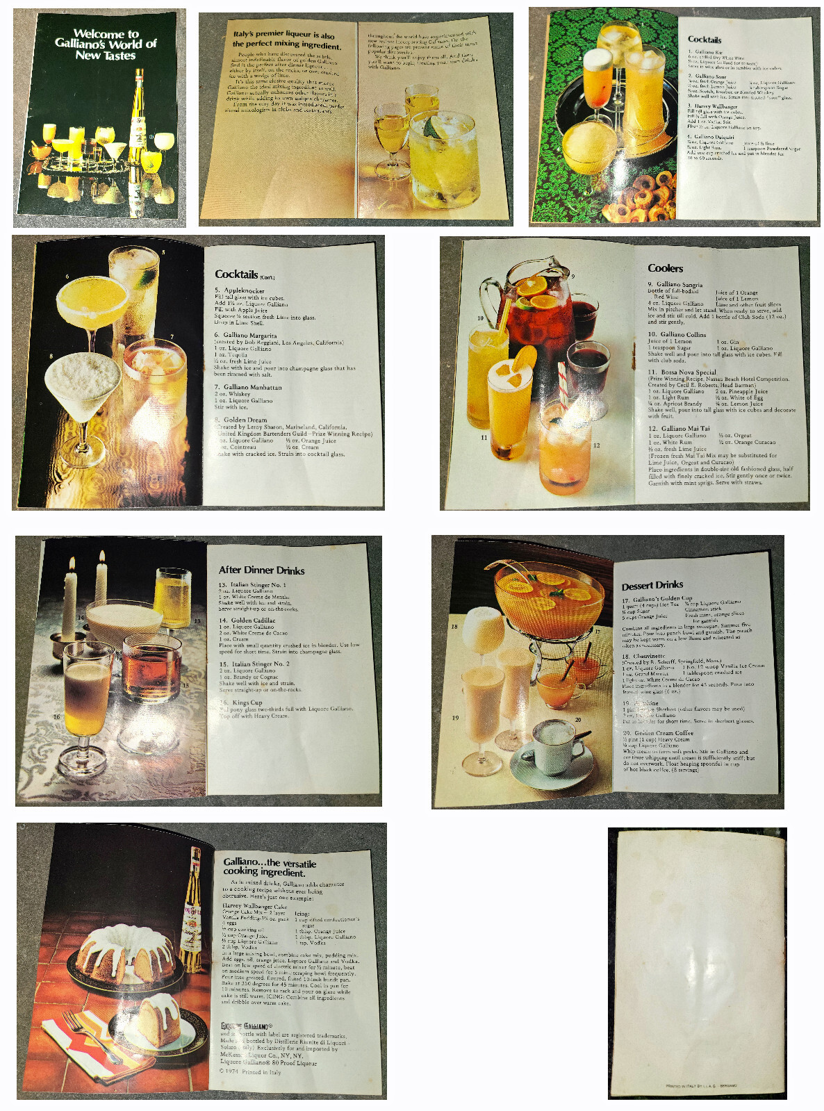 1970’s Vintage LIQUORE GALLIANO Italy empty 18” Glass Bottle Recipe Hang Tag