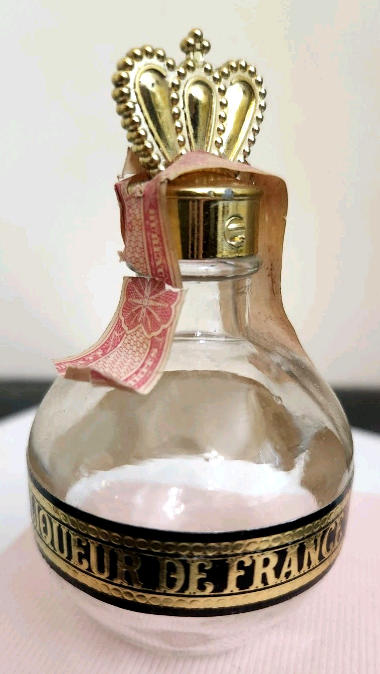 ROYALE CHAMBORD LIQUEUR De France Empty Mini Glass Bottle with Gold Crown Top