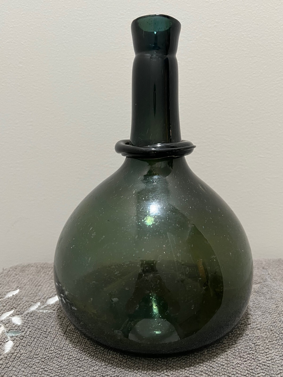 Vintage Dark Green open pontil Persian bottle good condition