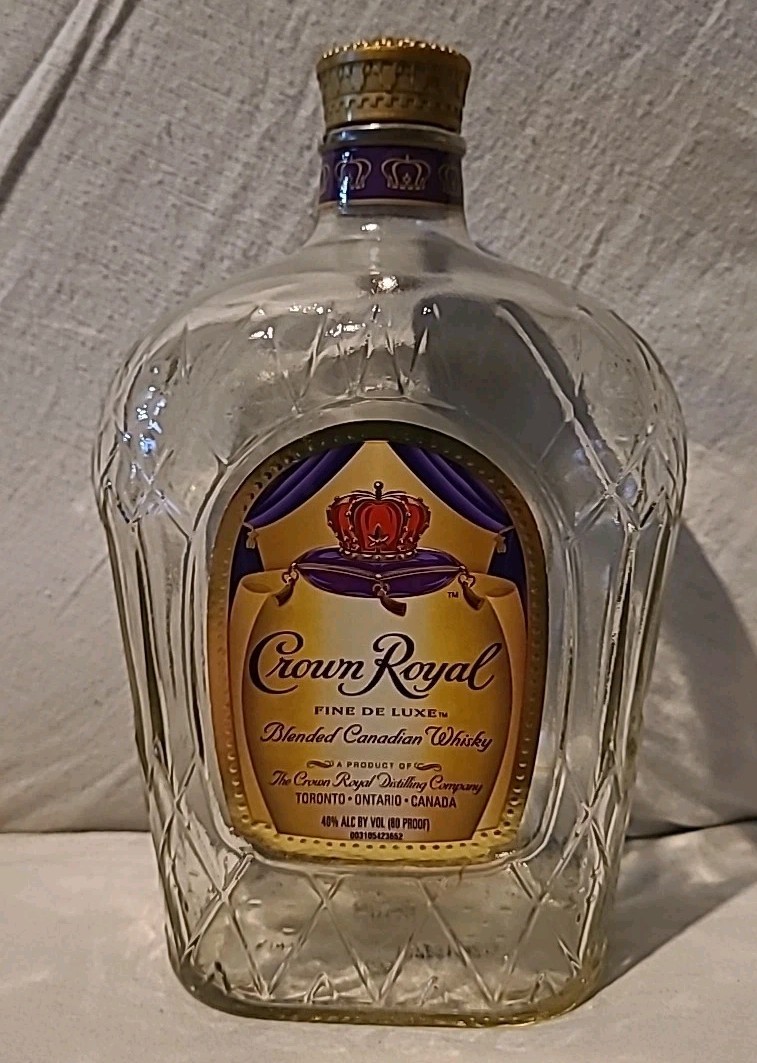 JIM BEAM & HENRY McKENNA Whiskey LARGE 1.75L & CROWN ROYAL 1L Empty Glass Bottle