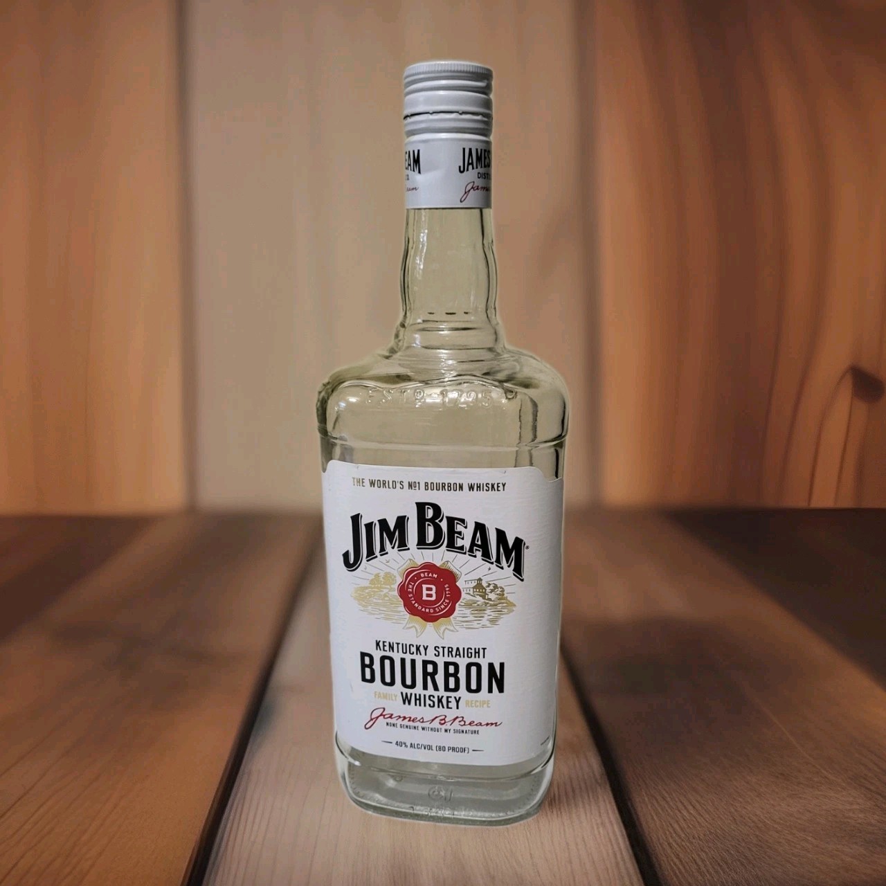 Empty Glass Jim Beam Bourbon Liquor Bottle