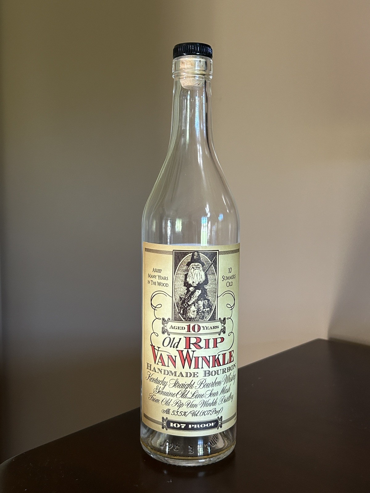 EMPTY BOTTLE Pappy Van Winkle Old Rip Van Winkle 10 Year Bourbon Whiskey