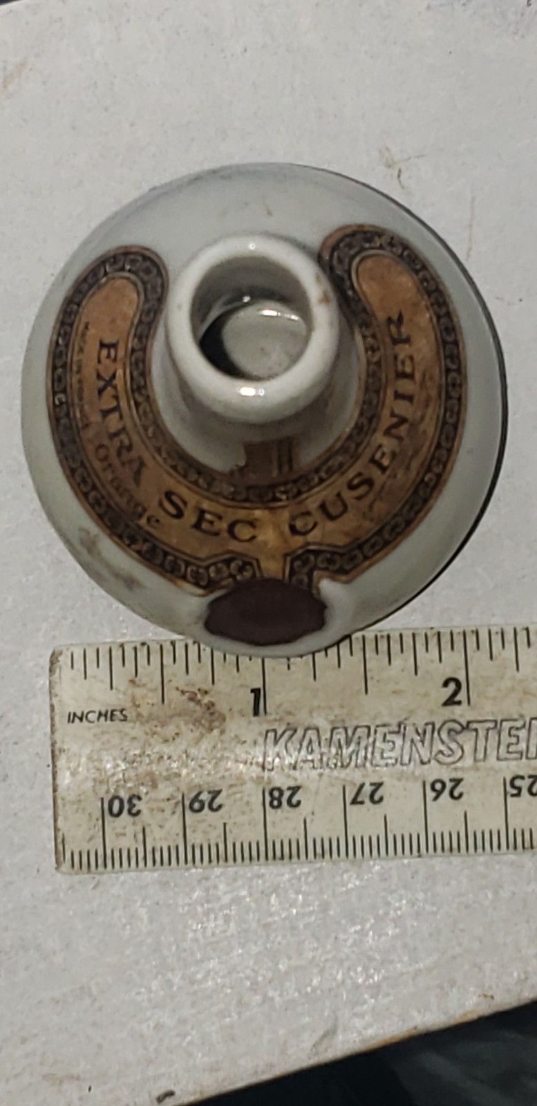 Rare paper label cork top Extra Sec Cusenier Ceramic Bottle Made in France