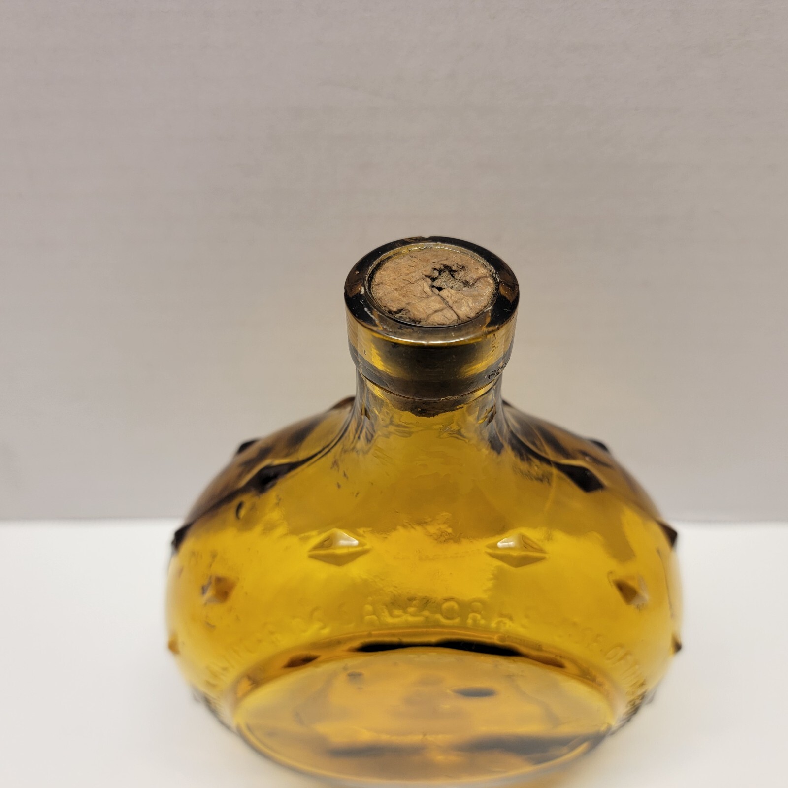 VTG Yellow Glass Israel Distillers Corp LTD Alcohol Decanter Bottle Spiky Round