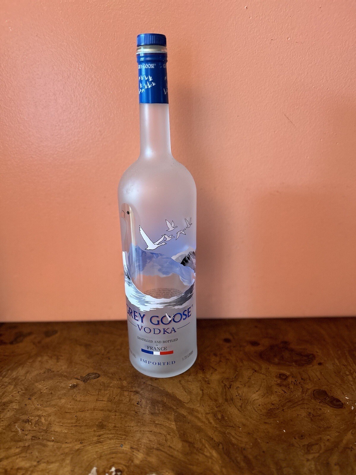 GREY GOOSE VODKA 1.75 Liter Frosted Glass Bottle EMPTY & CLEAN w/ Cork 17 » Tall