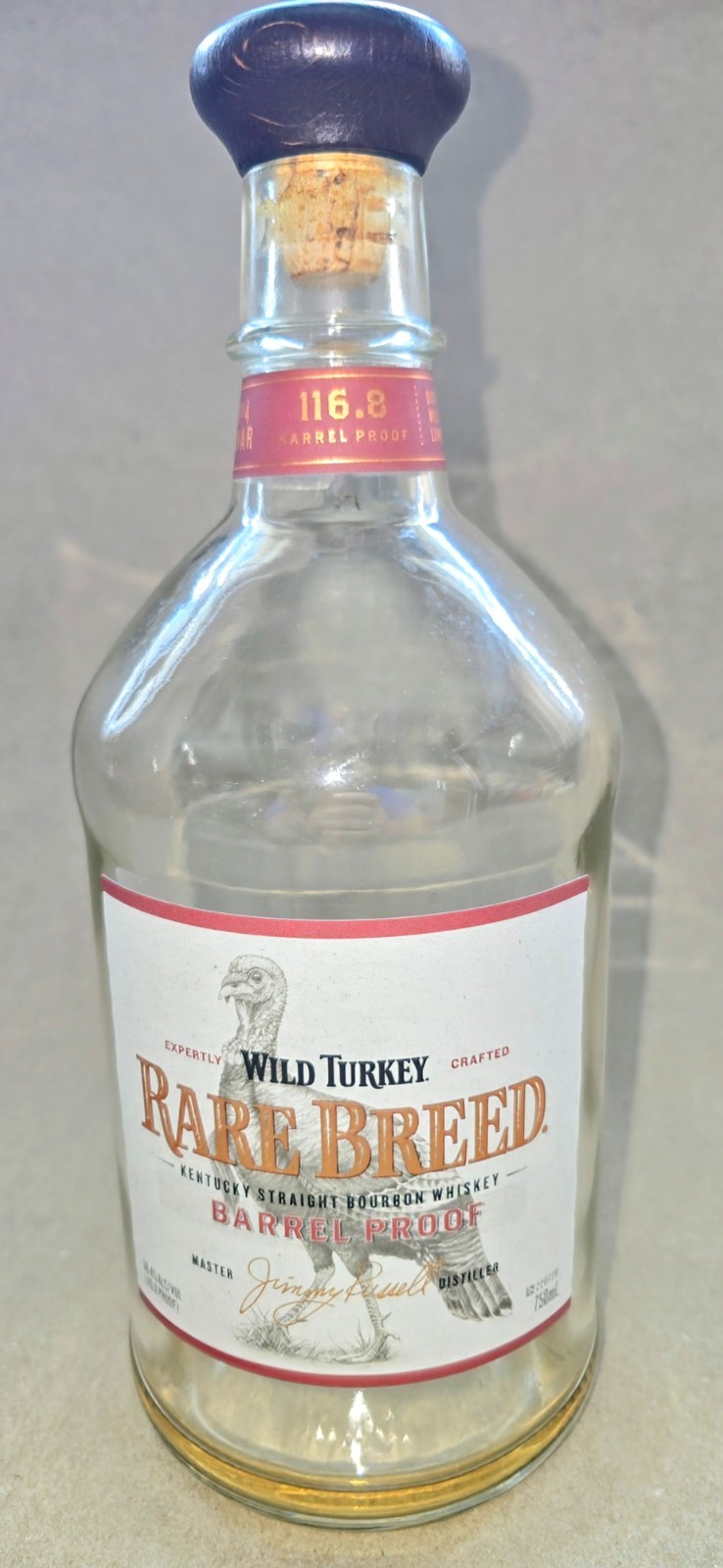 Wild Turkey, Empty Unrinsed Bottle Rare Breed Kentucky Straight Bourbon Whiskey