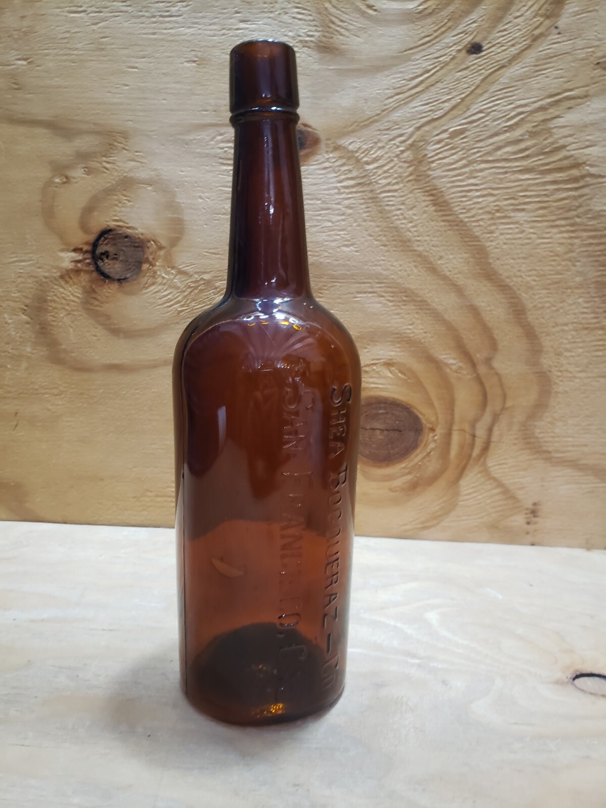 Antique Shea Bogoueraz-Co San Francisco. Cal Dark amber glass bottle 1885-1919