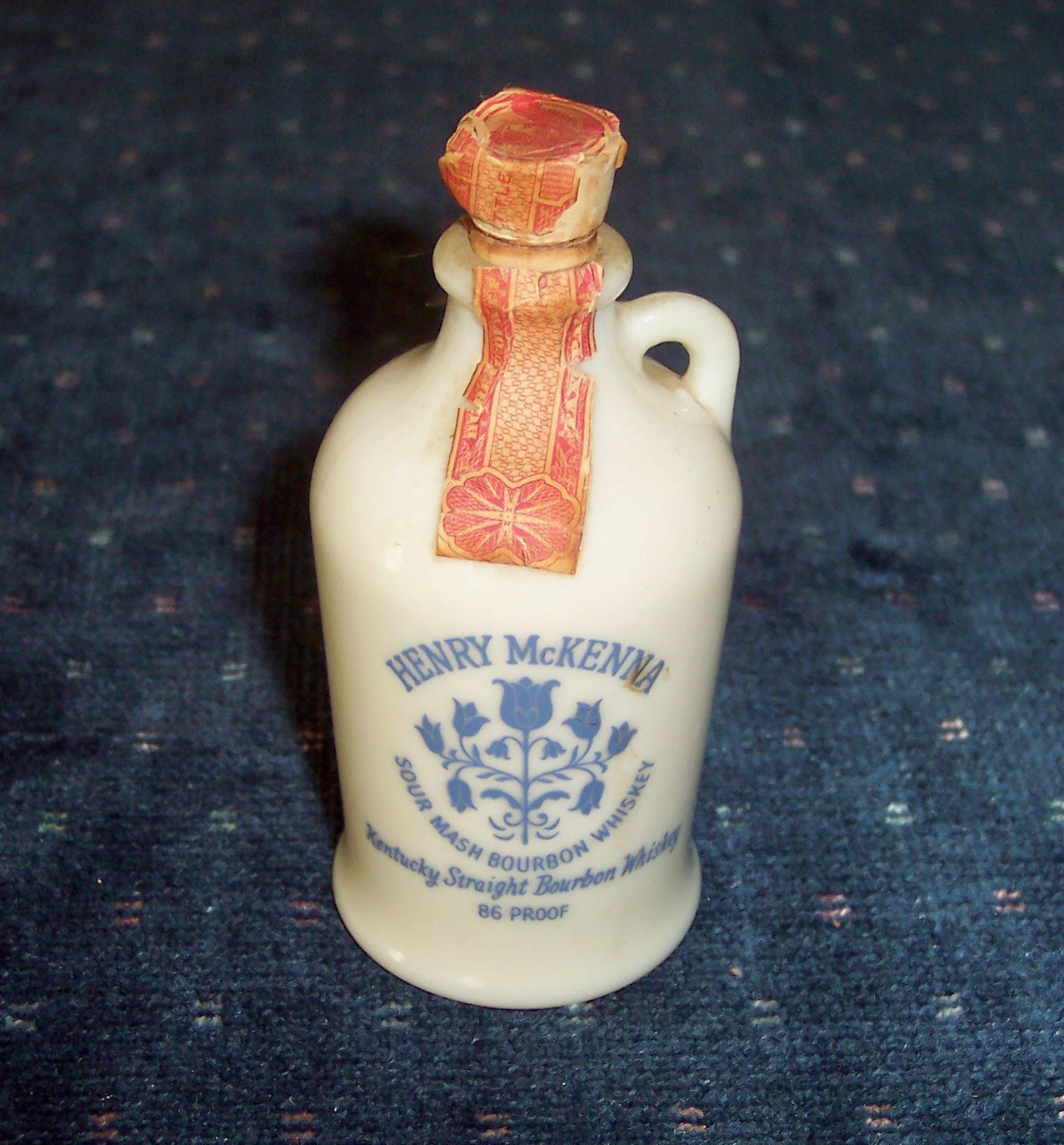 Miniature Henry McKenna 1/10 Pint Bourbon Whiskey Bottle With Cork Empty