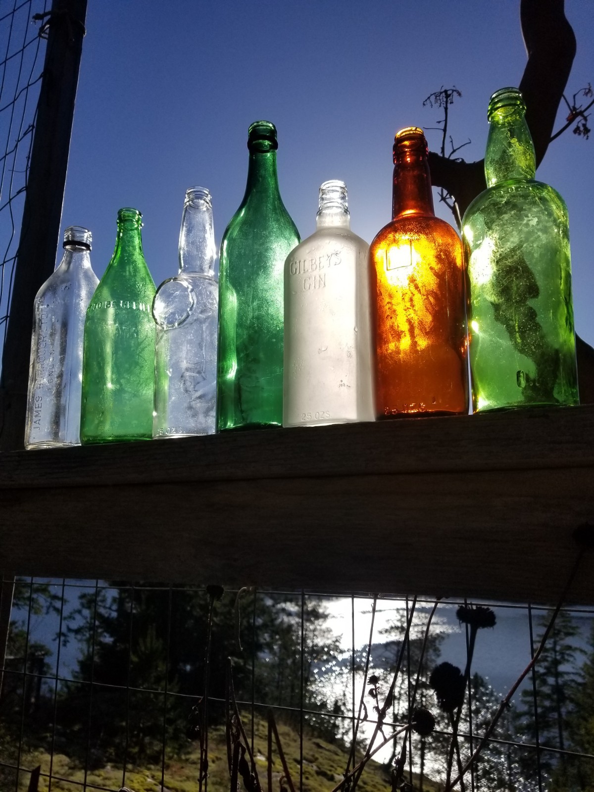 Glass Bottle Lot D Vintage Old 40s 50s 60s 70s Green Emerald Amber Frosted Clear