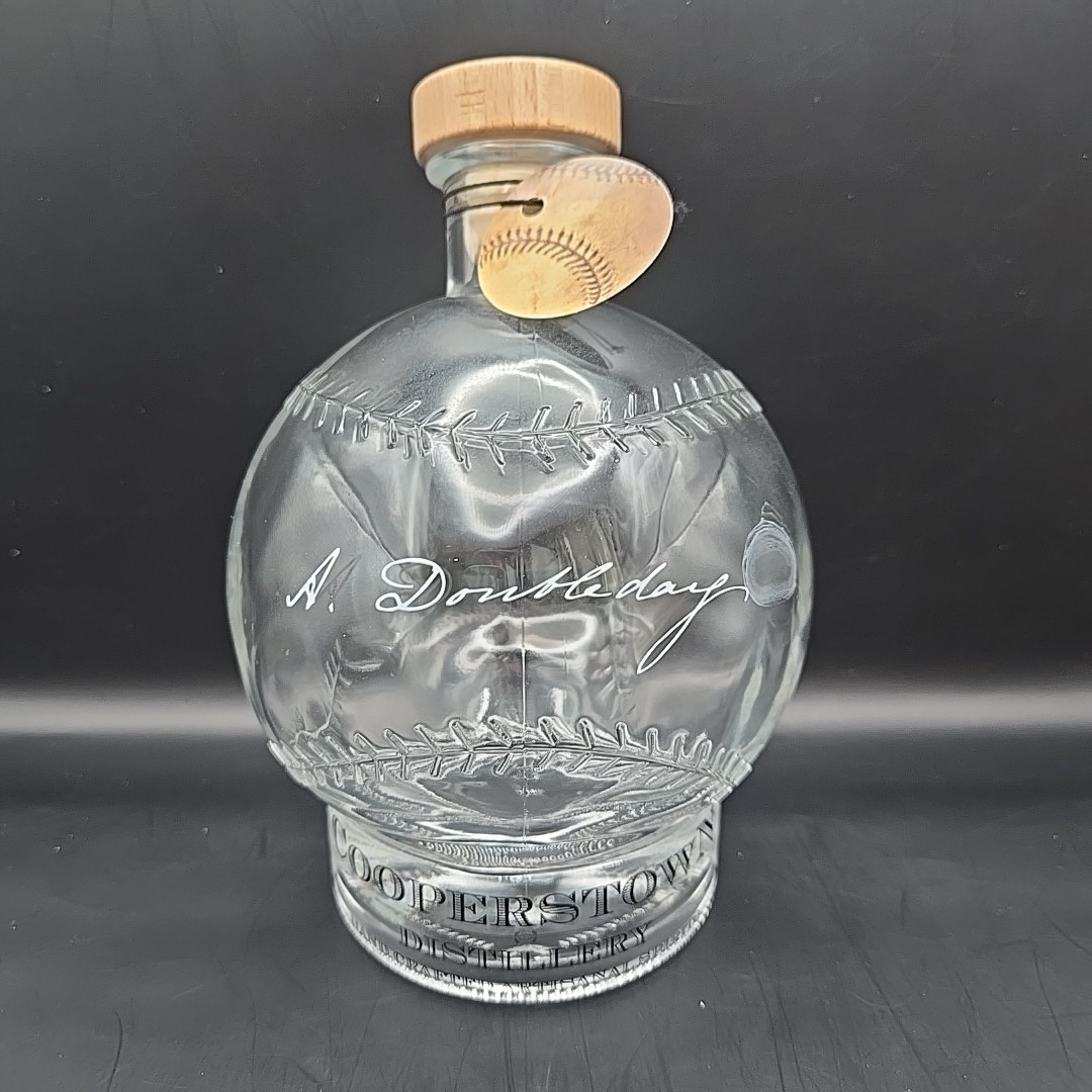 Doubleday Bourbon Baseball Shaped Glass Decanter Cooperstown Distillery 750 ml