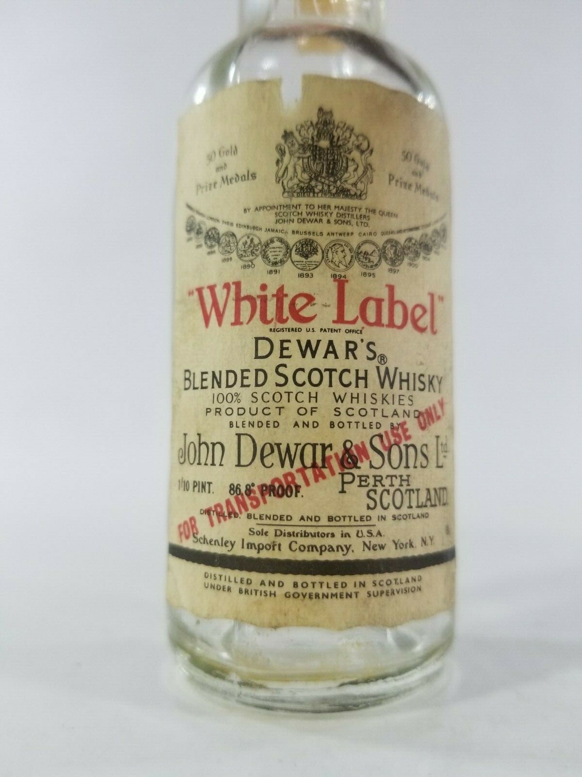VINTAGE PRE-1979 AIRPLANE LIQUOR BOTTLE (EMPTY) DEWAR’S BLENDED SCOTCH WHISKY