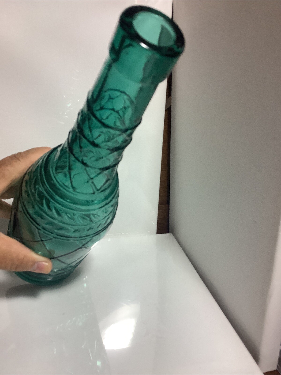 Teal Green 11 1/2″ Canadian Decorative Bottle