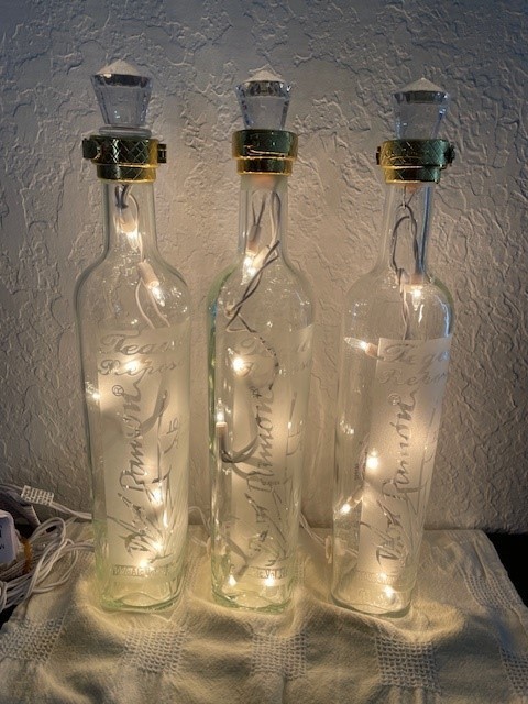 Don Ramon Reposado 750ml EMPTY Frosted Clear Bottle with lights.