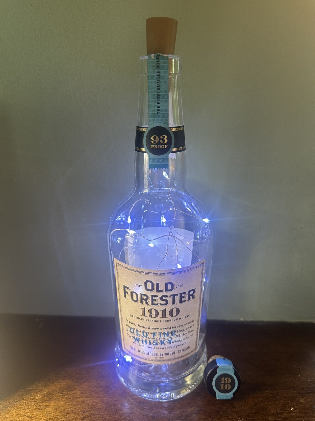 OLD FORESTER 1910 Straight Bourbon 750ML Bottle w. LED’s & cork stopper