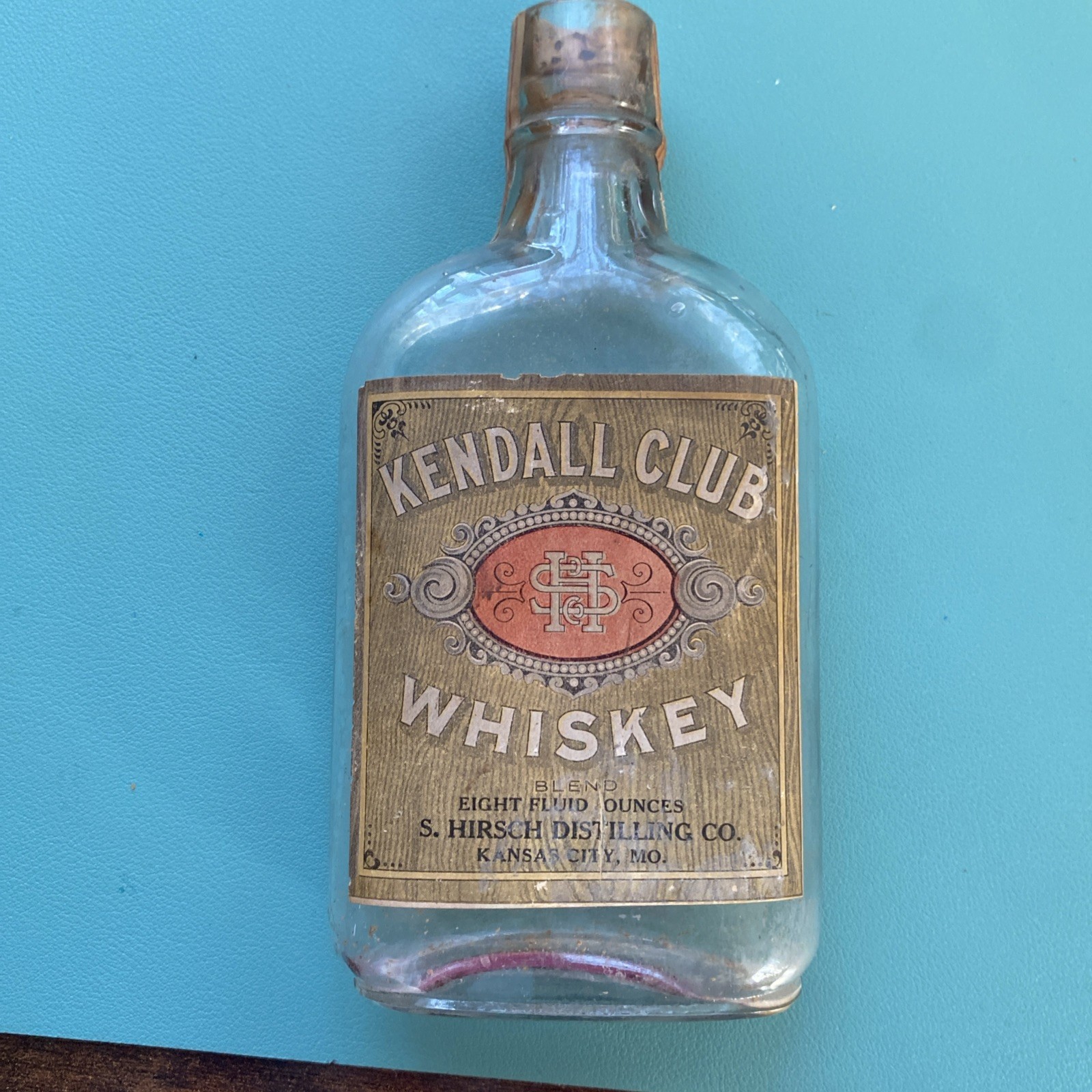 Vintage Kendall Club Whiskey Bottle Kansas City Missouri Mancave Historic Bar