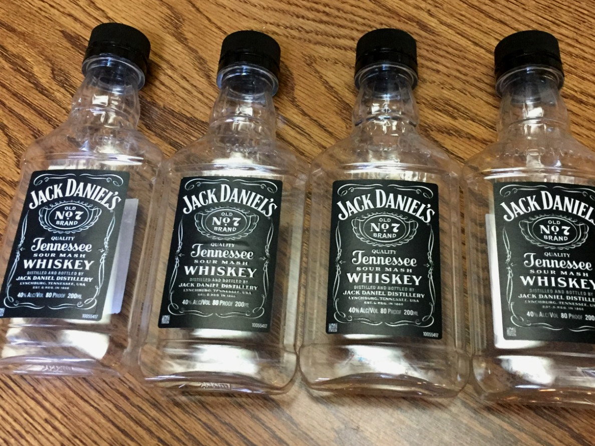 4 Jack Daniel’s Old No. 7 Whisky 200 ML Plastic Bottles/Empty/Great for Crafts