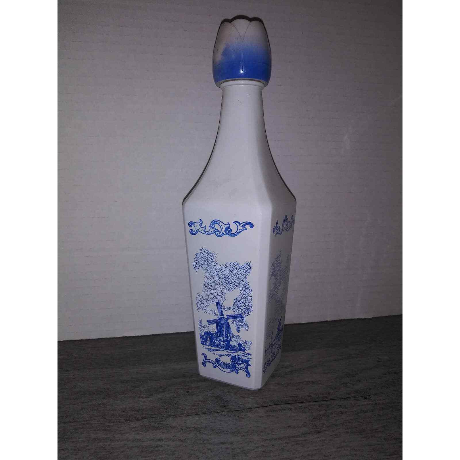 Vintage 1970’s Vandermint Milk Glass Dutch Windmill Liquor Bottle – Empty