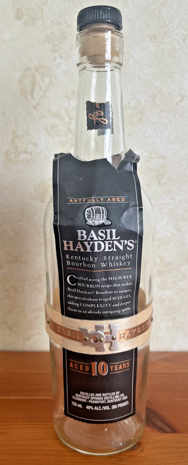 Basil Hayden’s Kentucky Straight Bourbon Whiskey bottle-AGED 10 YRS-EMPTY