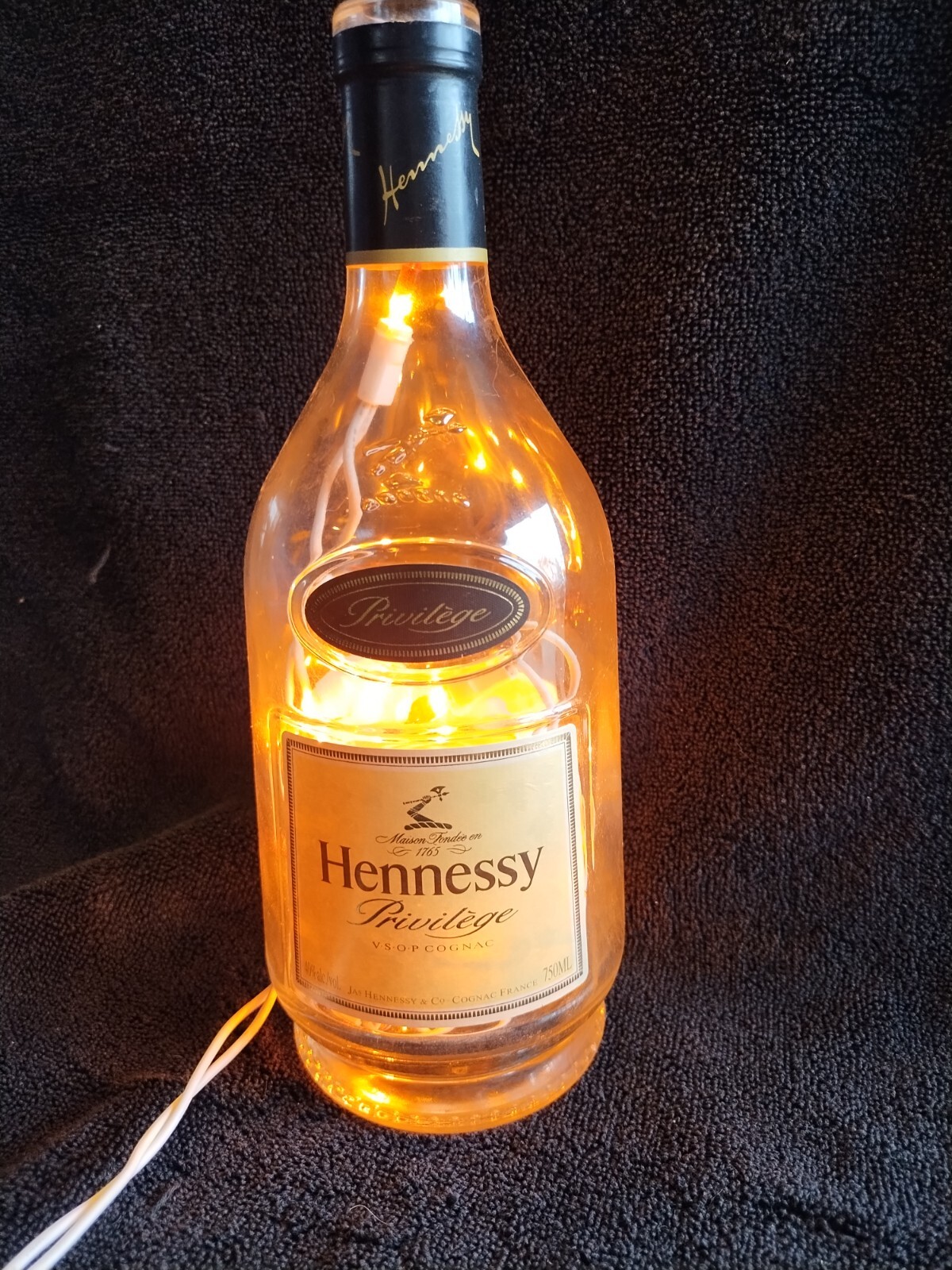 Hennessy Privilege Light Up 750ML Bottle Orange Lights White Cord