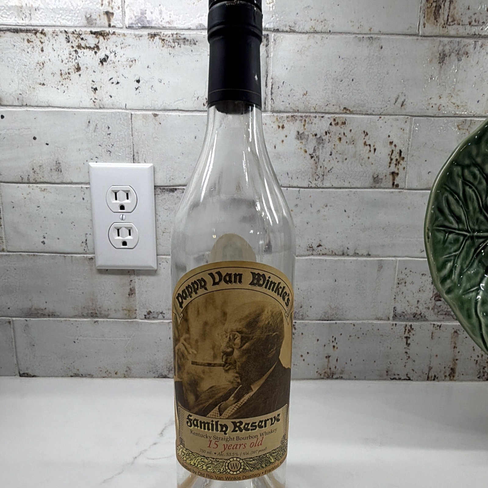 Pappy Van Winkle’s Family Reserve Empty Liquor Bottle 750 ml Clear