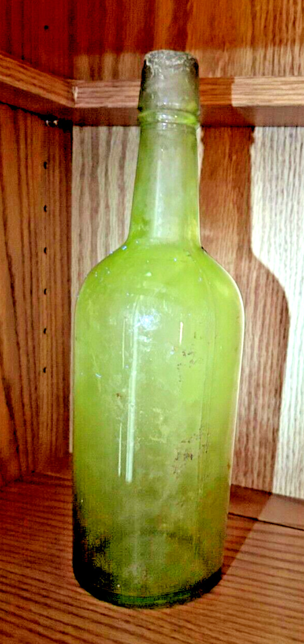 Whiskey Pre-Prohibition purple Bottle Double Seam Manganese Glow