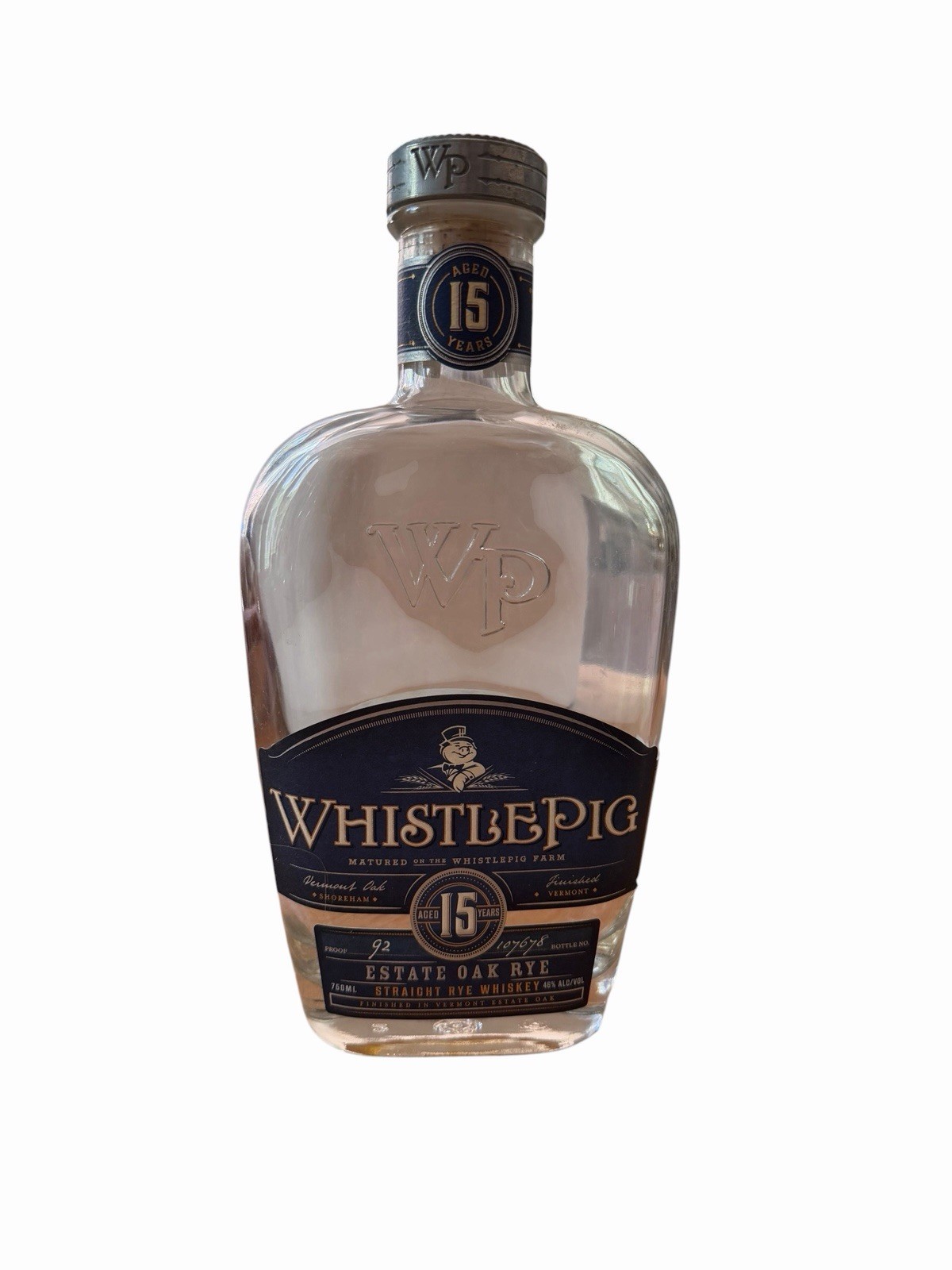 Whistle Pig Aged 15 Years Estate Oak Rye Empty Bottle 750ML With Pewter Topper