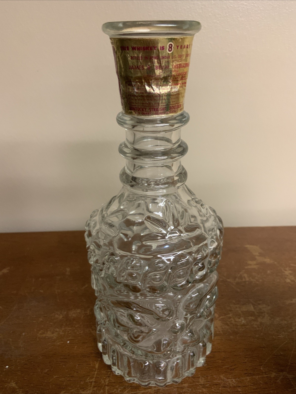 RARE Bonded Beam Emerald Green AND Clear Glass Decanter Bottle Whiskey 1967&1968
