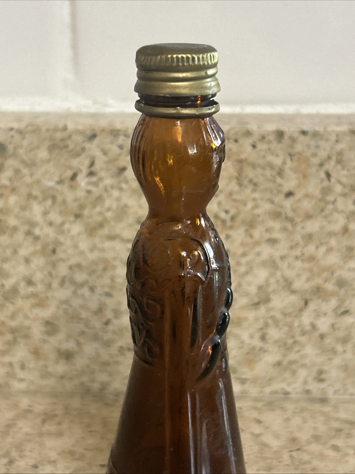 Florentine Liqueur Brown Glass Bottle Lady Solaro Italy Woman Holding Flowers